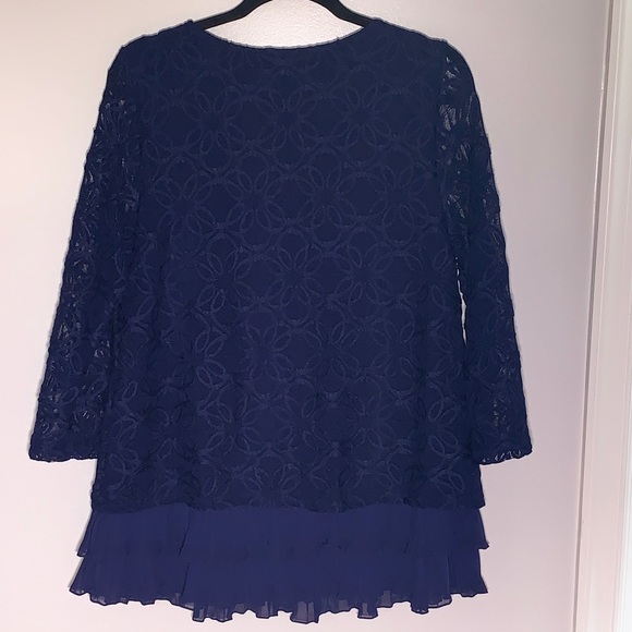Alfani Royal Purple Lace Tulip Blouse Sz L - Picture 2 of 5